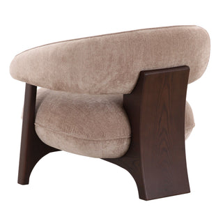 Kirby - Modern Tan Fabric + Brown Oak Accent Chair