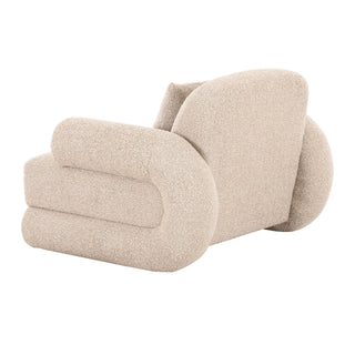 Odette - Modern Beige Fabric + White Burl Accent Chair