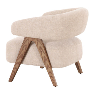 Brock - Mid-Century Modern Beige Fabric + Ash Accent Chair
