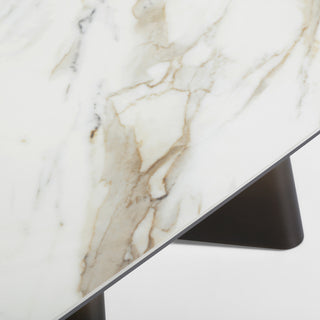 Clifford - Contemporary White Ceramic + Brushed Bronze Dining Table