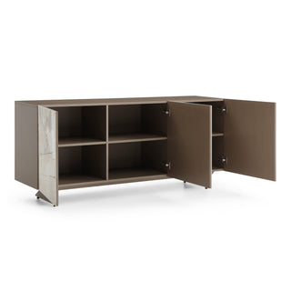 Dunster - Contemporary Beige Ceramic + Metallic Grey Buffet