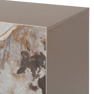 Dunster - Contemporary Beige Ceramic + Metallic Grey Buffet