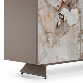 Dunster - Contemporary Beige Ceramic + Metallic Grey Buffet