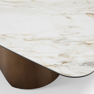 Chiswell - Contemporary White Ceramic + Brushed Brass Dining Table