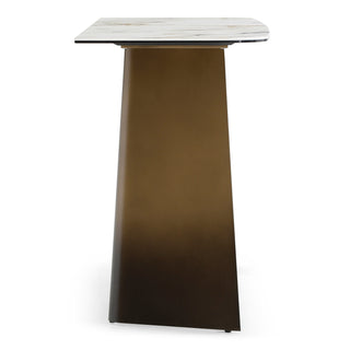 Clifford - Contemporary White Ceramic + Brushed Bronze Console Table