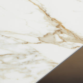 Clifford - Contemporary White Ceramic + Brushed Bronze Console Table