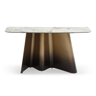 Clifford - Contemporary White Ceramic + Brushed Bronze Console Table