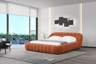 Yolonda - Modern Orange Fabric Queen Bed