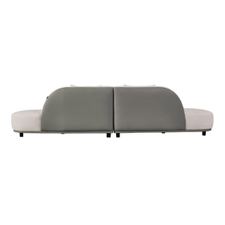 Falcone - Contemporary Off-White + Grey Bonded Leather Curved Sectional Sofa