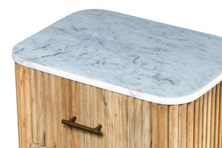 Modrest - Cambridge White Marble & Mango 2 Drawer Nightstand