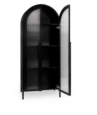 Moca Metal/Glass 2Dr Tall Cabinet Black