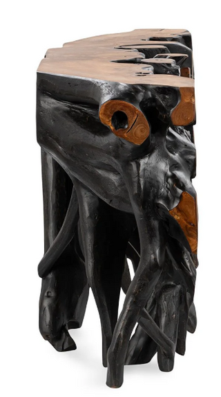 Cypress Teak Root Console Table 70- 71" - Black-Brown