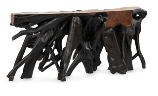 Cypress Teak Root Console Table 70- 71" - Black-Brown