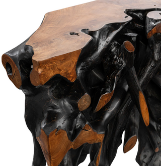 Cypress Teak Root Console Table 70- 71" - Black-Brown