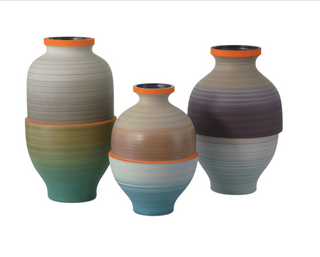 Happy 80's Gray, Beige, Orange & Blue Vase Set of 3