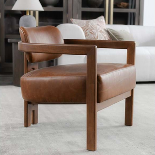 Elsie Leather Accent Chair Kona Brown