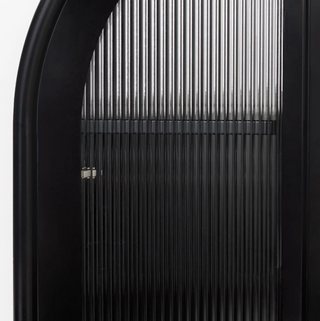 Moca Metal/Glass 2Dr Tall Cabinet Black