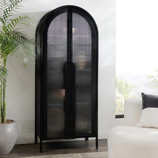 Moca Metal/Glass 2Dr Tall Cabinet Black