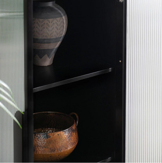 Moca Metal/Glass 2Dr Tall Cabinet Black