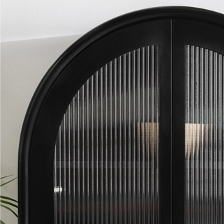 Moca Metal/Glass 2Dr Tall Cabinet Black