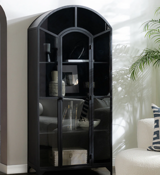 Lillo Metal/Glass Single Door Cabinet Black