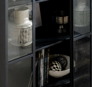 Lillo Metal/Glass Single Door Cabinet Black