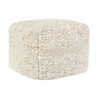 Sinclair Ivory Pouf 18x18x14
