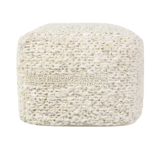 Sinclair Ivory Pouf 18x18x14