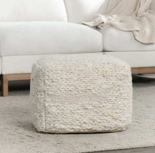 Sinclair Ivory Pouf 18x18x14