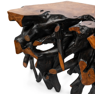 Cypress Teak Root Console Table 70- 71" - Black-Brown