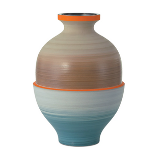 Happy 80's Gray, Beige, Orange & Blue Vase Set of 3