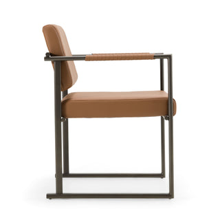 Modrest Atlan - Modern Camel Vegan Leather + Dark Gold Dining Chair
