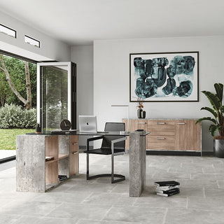 Nova Domus Boston Modern Brown Oak & Faux Concrete Office File Cabinet