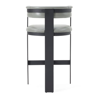 Boswell - Modern Grey Faux Leather + Black Barstool