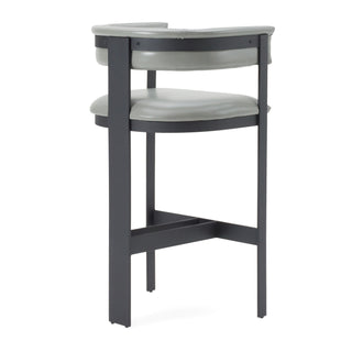 Boswell - Modern Grey Faux Leather + Black Barstool