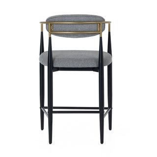 Buchtel - Mid-Century Modern Grey + Gold Arm + Black Counter Chair