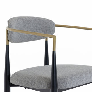 Buchtel - Mid-Century Modern Grey + Gold Arm + Black Counter Chair