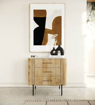 Modrest Cambridge - Modern White Marble & Washed Mango 3 Drawer Dresser