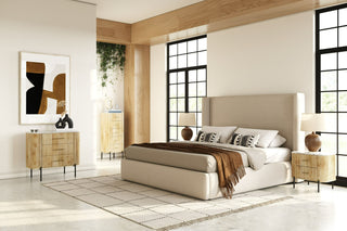 Modrest Cambridge - Modern White Marble & Washed Mango 3 Drawer Dresser