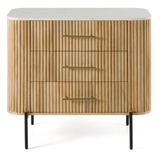Modrest Cambridge - Modern White Marble & Washed Mango 3 Drawer Dresser