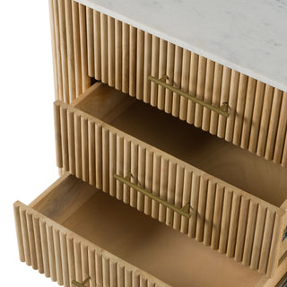 Modrest Cambridge - Modern White Marble & Washed Mango 3 Drawer Dresser