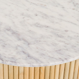 Modrest Cambridge - Modern White Marble & Washed Mango Round Coffee Table