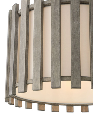 Inland Single-Light Transitional Slatted Wood Drum Pendant