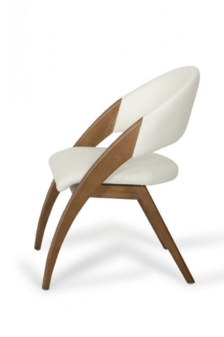 Modrest Lucas Mid-Century Cream & Walnut Dining Chair