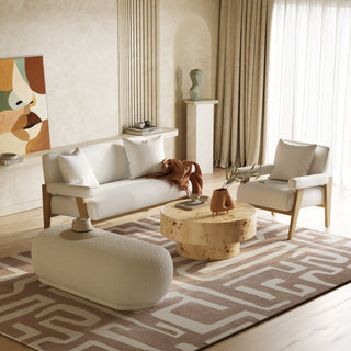 Modrest Cynthia - Modern White Fabric + Wood Accent Chair