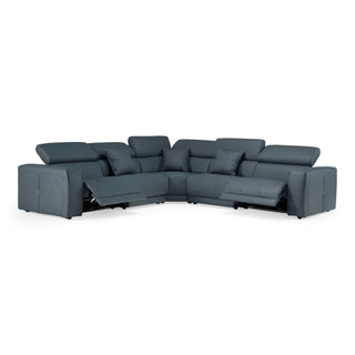 Lamod Italia Dalton - Modern Italian Blue Leather Sectional + Recliners
