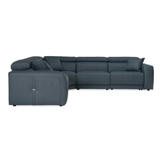 Lamod Italia Dalton - Modern Italian Blue Leather Sectional + Recliners
