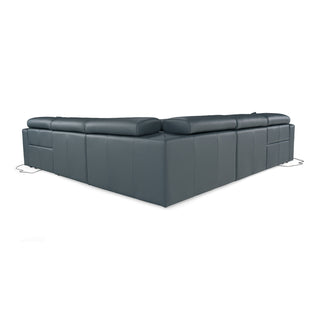 Lamod Italia Dalton - Modern Italian Blue Leather Sectional + Recliners