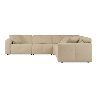 Lamod Italia Nizza - Modern Oyster Leather Sectional + Recliners