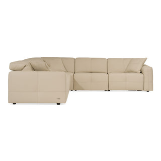 Lamod Italia Nizza - Modern Oyster Leather Sectional + Recliners